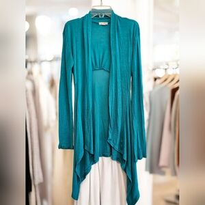 Zenana Outfitters Teal Open Front Tissue Weight Cardigan Sz Sm